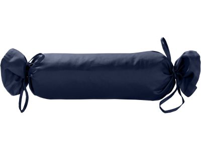 Mako-Satin / Baumwollsatin Nackenrollen Bezug uni / einfarbig dunkelblau 15x40 cm mit Bändern