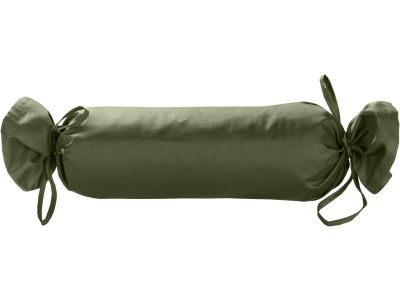 Mako-Satin / Baumwollsatin Nackenrollen Bezug uni / einfarbig dunkelgrün 15x40 cm mit Bändern