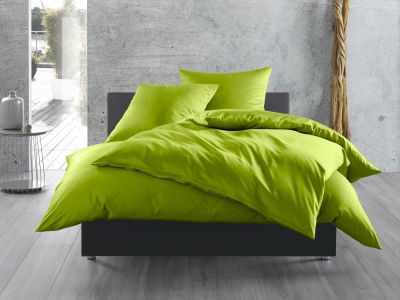 Mako Satin Bettwäsche 155x200 cm uni / einfarbig grün