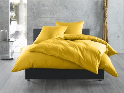 Mako Satin Bettwäsche 155x200 cm uni / einfarbig gelb