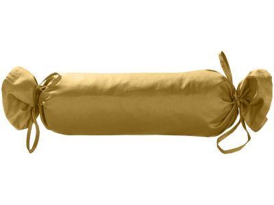 Mako Satin / Baumwollsatin Nackenrollen Bezug uni / einfarbig gold 15x40 cm mit Bändern