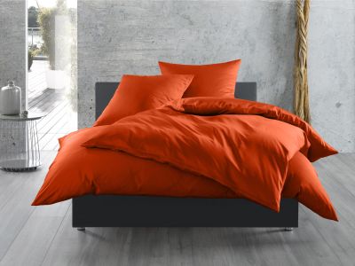 Mako Satin Bettwäsche 155x200 cm uni / einfarbig orange