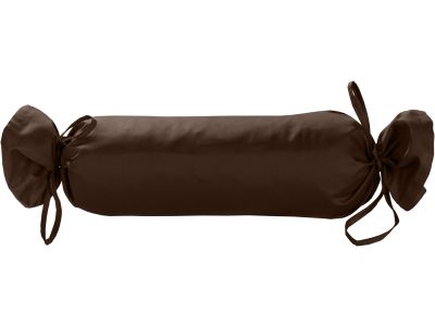 Mako-Satin / Baumwollsatin Nackenrollen Bezug uni / einfarbig dunkelbraun 15x40 cm mit Bändern