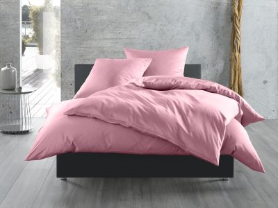 Bettwaesche-mit-Stil Mako-Satin / Baumwollsatin Bettwäsche uni / einfarbig rosa