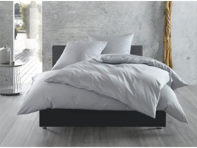 Bettwaesche-mit-Stil Mako-Satin / Baumwollsatin Bettwäsche 155x220 uni / einfarbig grau