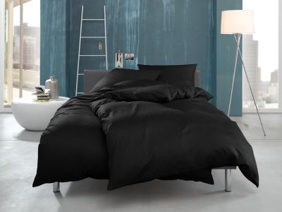 Mako Interlock Jersey Bettwäsche "Ina" uni / einfarbig schwarz von Bettwaesche-mit-Stil