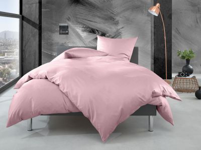 Bettwaesche-mit-Stil Mako Perkal Bettwäsche uni / einfarbig rosa 