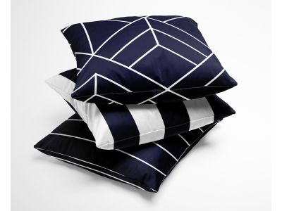 Mako Satin Kissenbezüge verschiedene Designs dunkelblau | freundin home collection