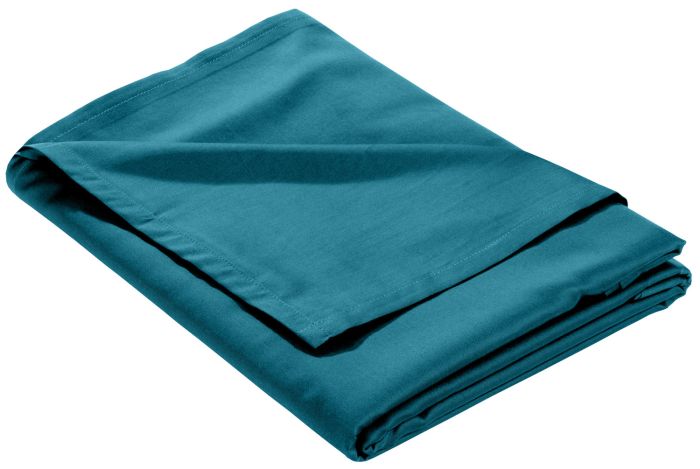 Mako Satin Bettlaken ohne Gummizug petrol blau