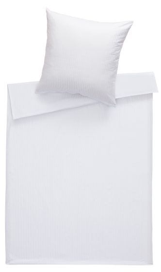 Bettwaesche-mit-Stil Mako Satin Damast Bettwäsche Stripes 10mm weiß