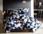 Moderne Mako Satin Bettwäsche geometrisch blau braun