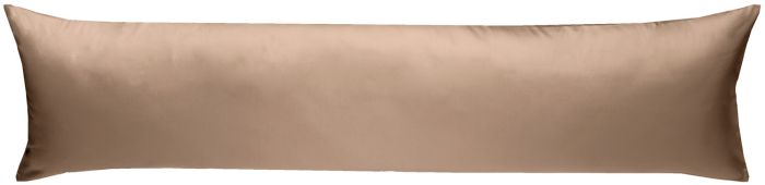 Mako-Satin Seitenschläferkissen Bezug uni / einfarbig hellbraun 40x145 cm von Bettwaesche-mit-Stil