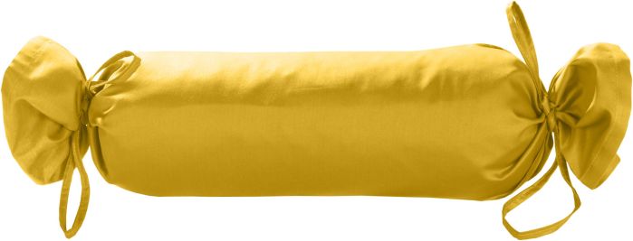 Mako-Satin / Baumwollsatin Nackenrollen Bezug uni / einfarbig gelb 15x40 cm mit Bändern