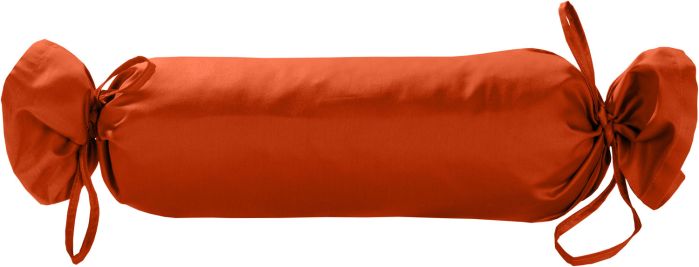 Mako-Satin / Baumwollsatin Nackenrollen Bezug uni / einfarbig orange 15x40 cm mit Bändern