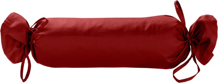 Mako-Satin / Baumwollsatin Nackenrollen Bezug uni / einfarbig rot 15x40 cm mit Bändern