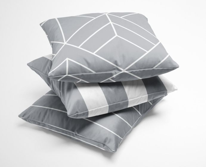 Mako Satin Kissenbezüge grau verschiedene Designs