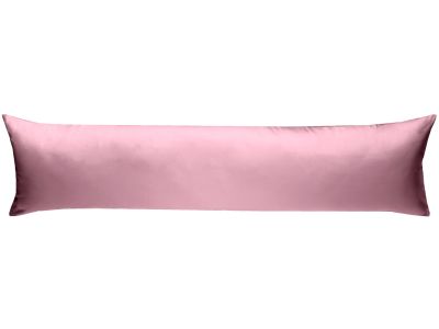Mako-Satin Seitenschläferkissen Bezug uni / einfarbig rosa 40x145 cm von Bettwaesche-mit-Stil