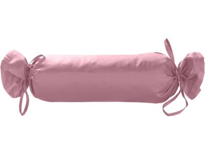 Mako-Satin / Baumwollsatin Nackenrollen Bezug uni / einfarbig rosa 15x40 cm mit Bändern