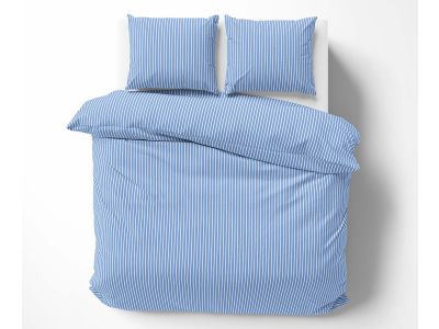 Mako Satin Bettwäsche Streifen hellblau/weiß 135x200 + 80x80