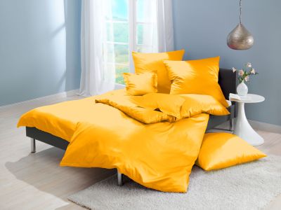 Lorena Mako-Satin uni einfarbige Bettwäsche Classic mais-gelb