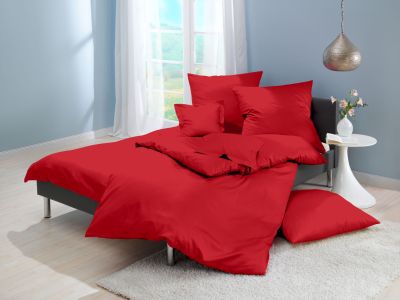 Lorena Mako-Satin uni einfarbige Bettwäsche Classic rot