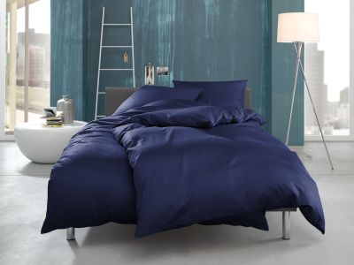 Mako Interlock Jersey Bettwäsche "Ina" uni / einfarbig dunkelblau von Bettwaesche-mit-Stil
