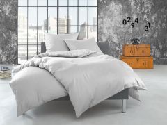 140 x 190 cm Alter zartgelber Bettbezug Baumwolle mit weißem Strukturmuster ca 