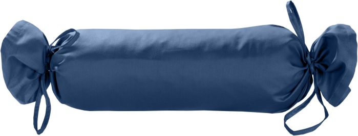 Mako-Satin / Baumwollsatin Nackenrollen Bezug uni / einfarbig Jeans Blau 15x40 cm mit Bändern