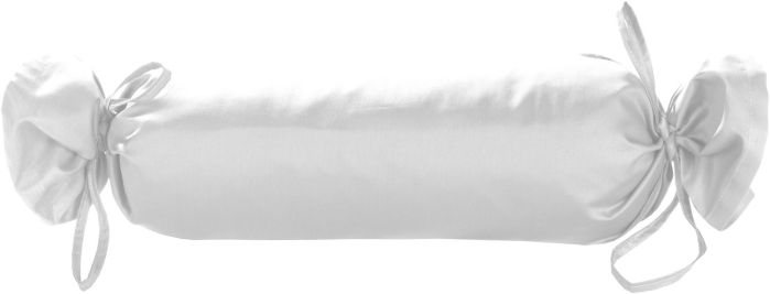 Mako-Satin / Baumwollsatin Nackenrollen Bezug uni / einfarbig weiß 15x40 cm mit Bändern